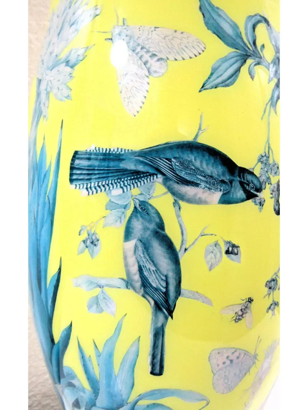 Pair of English Mid-Century Palm Beach Reverse Decoupage Botanical Table Lamps